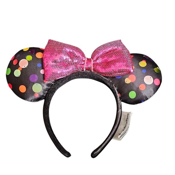 Disney Accessories - Disney Parks Minnie Mouse Sequin Ears Headband multi-colored polka dots pink bow